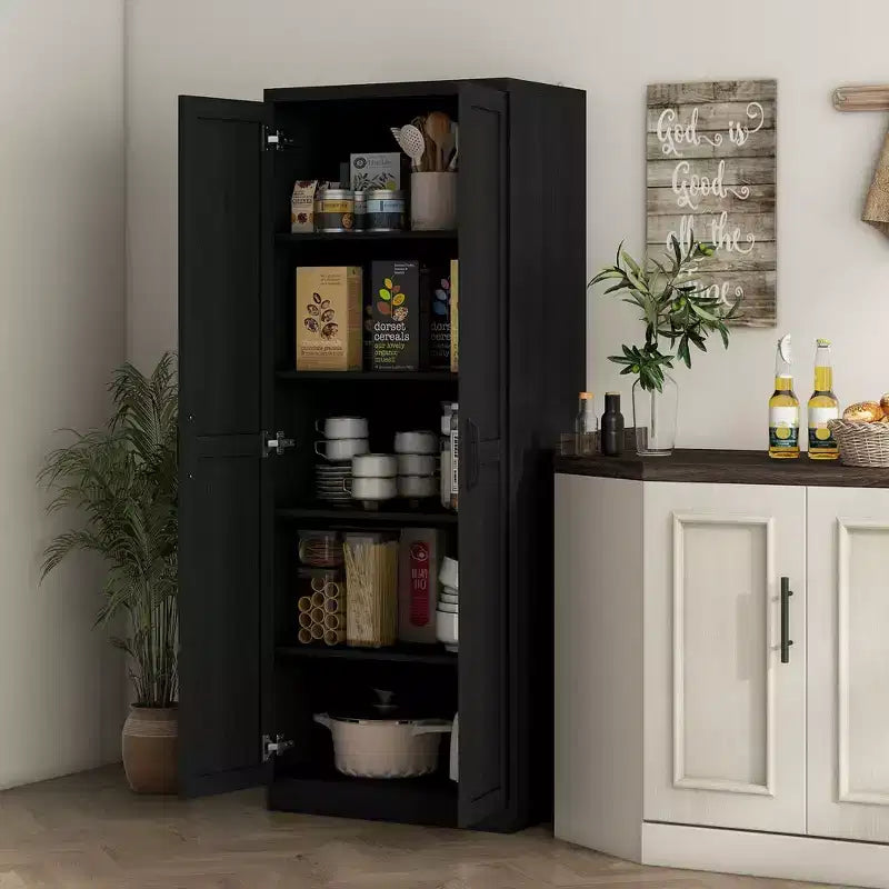Dispensa da Cucina HOMCOM, Mobile Contenitore Autoportante a 5 Livelli con 2 Ripiani Regolabili per Sala da Pranzo, Soggiorno