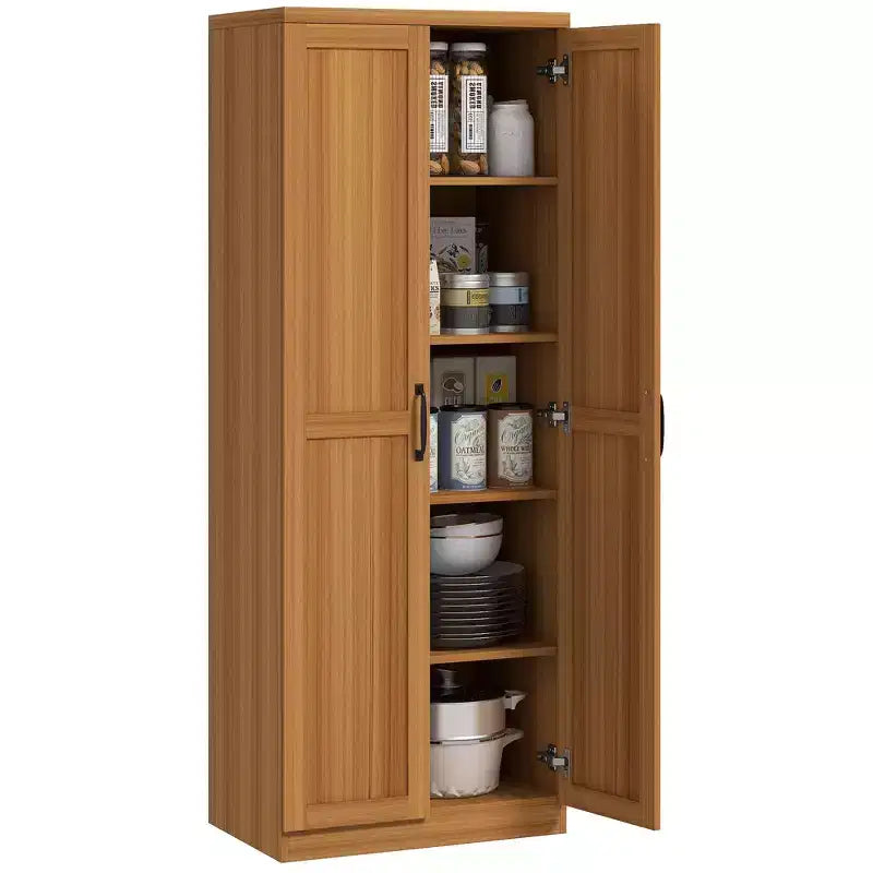 HOMCOM Kitchen Pantry, Freestanding 5-tier Storage Cabinet with 2 Adjustable Shelves for Dining Room, Living Room