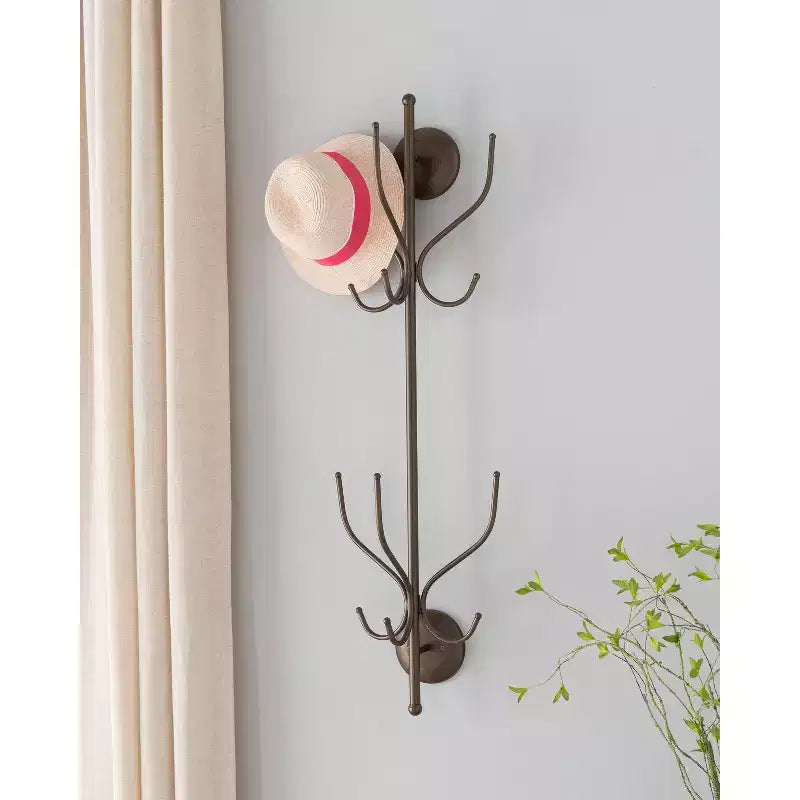 Kings Brand Furniture  Nino Metal 12 Hook Wall Mount Coat & Hat Rack, Pewter