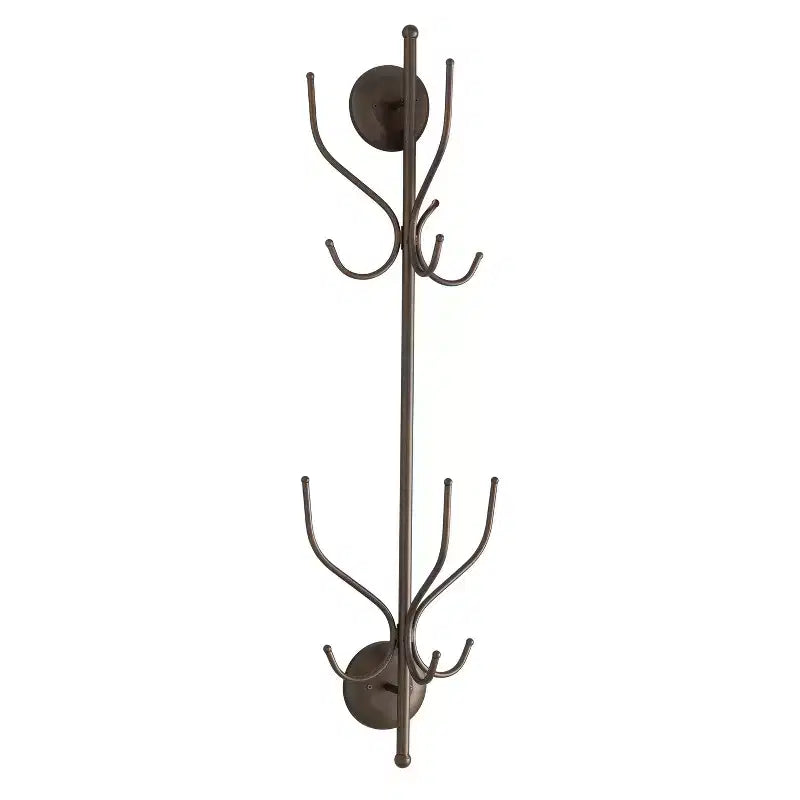 Kings Brand Furniture  Nino Metal 12 Hook Wall Mount Coat & Hat Rack, Pewter