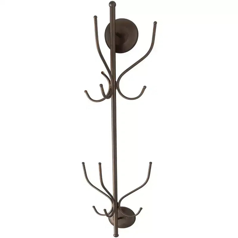 Kings Brand Furniture  Nino Metal 12 Hook Wall Mount Coat & Hat Rack, Pewter