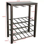 Kings Brand Furniture Scaffale Portabottiglie da Terra a Colonna, Supporto per 20 Bottiglie con Porta Bicchieri (Peltro)