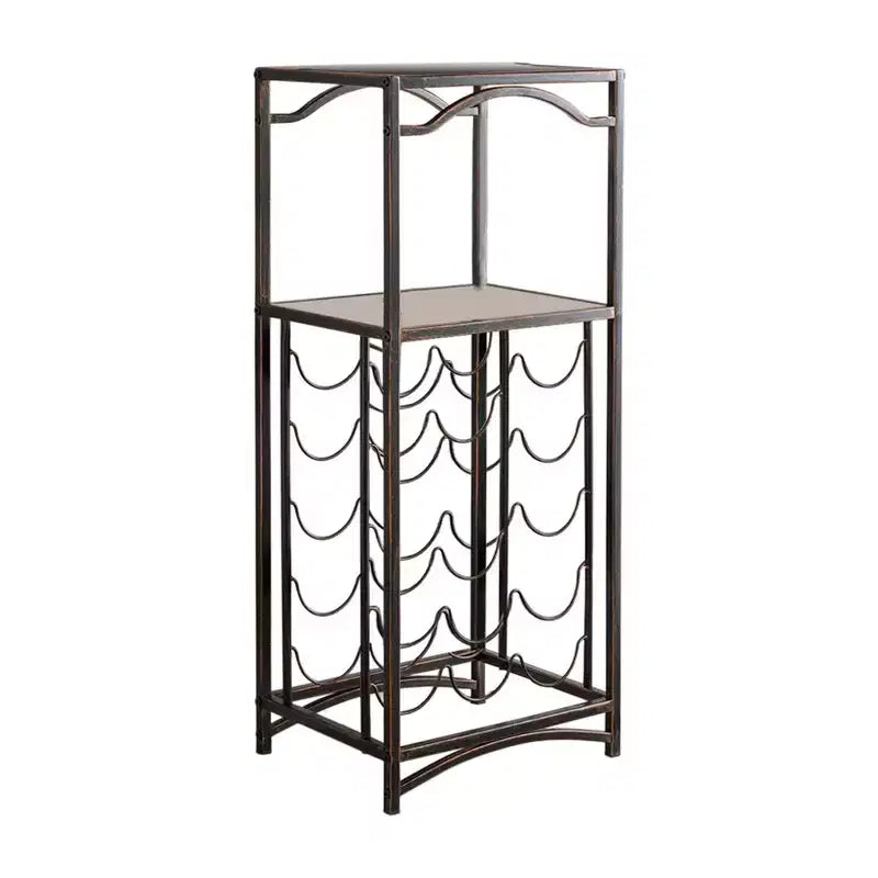 Kings Brand Furniture Biola 15 Bottle Capacity Metal Wine Rack Storage Organizer, Brushed Copper