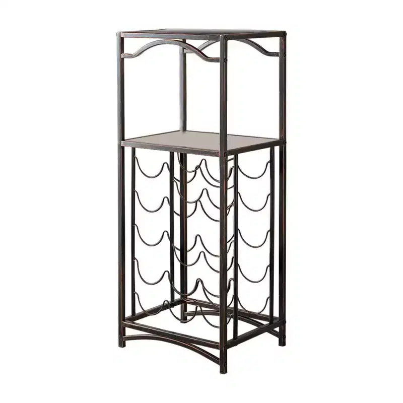 Kings Brand Furniture Biola 15 Bottle Capacity Metal Wine Rack Storage Organizer, Brushed Copper