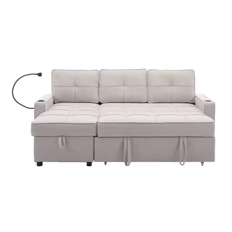 HYLEORY Convertible L Shaped Couch with Pull Out Bed, Sleeper Sofa with Reversible Chaise for Living Room, Apartment, Bedroom, Office