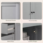 HOMCOM Sideboard Buffet Cabinet with Storage, Modern Kitchen Cabinet with 4 Doors, 2 Drawers and 2 Adjustable Shelves, Coffee Bar Cabinet