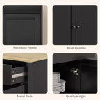 HOMCOM Sideboard Buffet Cabinet with Storage, Modern Kitchen Cabinet with 4 Doors, 2 Drawers and 2 Adjustable Shelves, Coffee Bar Cabinet
