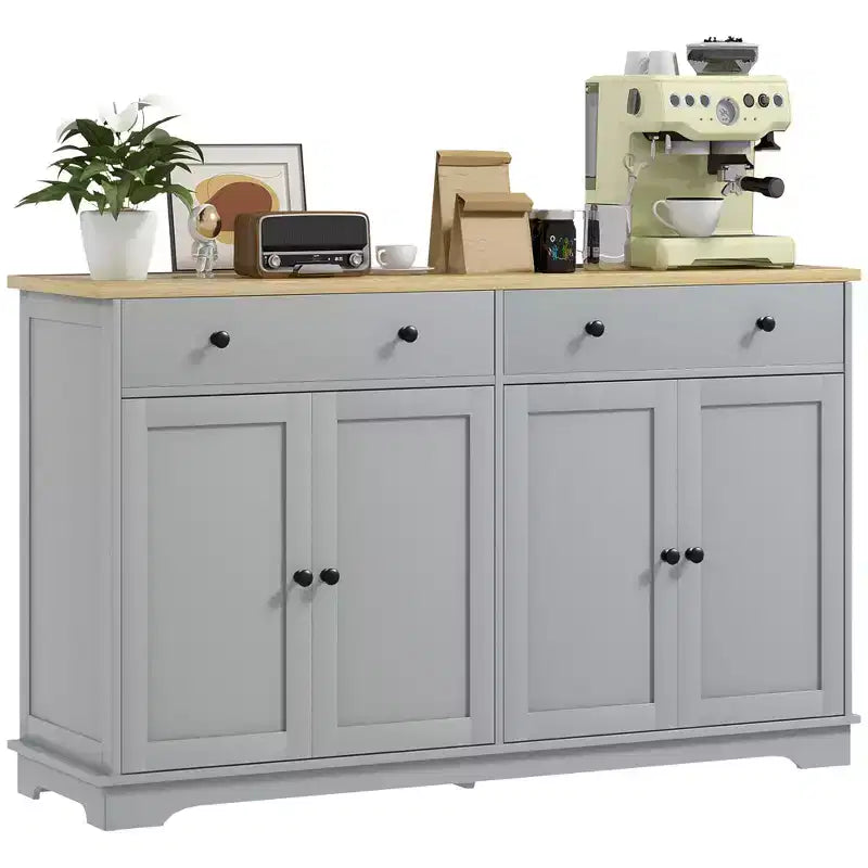 HOMCOM Sideboard Buffet Cabinet with Storage, Modern Kitchen Cabinet with 4 Doors, 2 Drawers and 2 Adjustable Shelves, Coffee Bar Cabinet