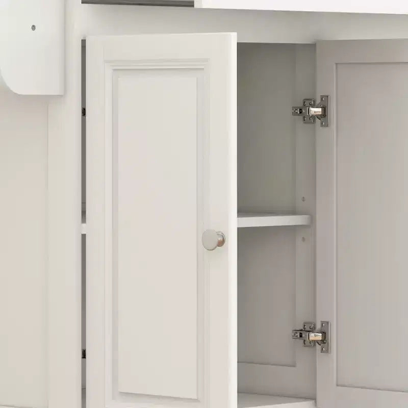 HOMCOM Isola Carrello da Cucina Pieghevole con Cassetti, Armadietti e Portaspezie, Top in Legno Massello, con Ruote