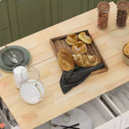 HOMCOM Isola Carrello da Cucina Pieghevole con Cassetti, Armadietti e Portaspezie, Top in Legno Massello, con Ruote