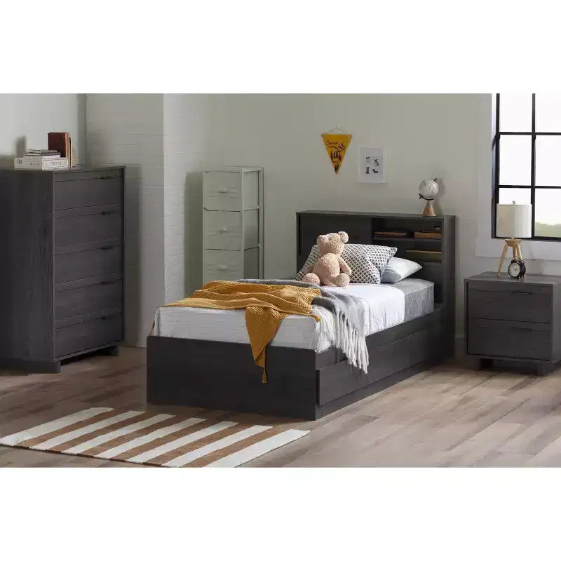 HomeStock Laminated Particleboard Twin Kids Headboard with Storage