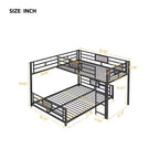 Twin over Full L-shaped Metal Bunk Bed with Ladder and Guardrail -ModernLuxe