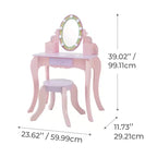 Fantasy Fields Little Princess Rapunzel Wooden Vanity with LED Mirror & Stool, Pink