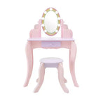 Fantasy Fields Little Princess Rapunzel Wooden Vanity with LED Mirror & Stool, Pink