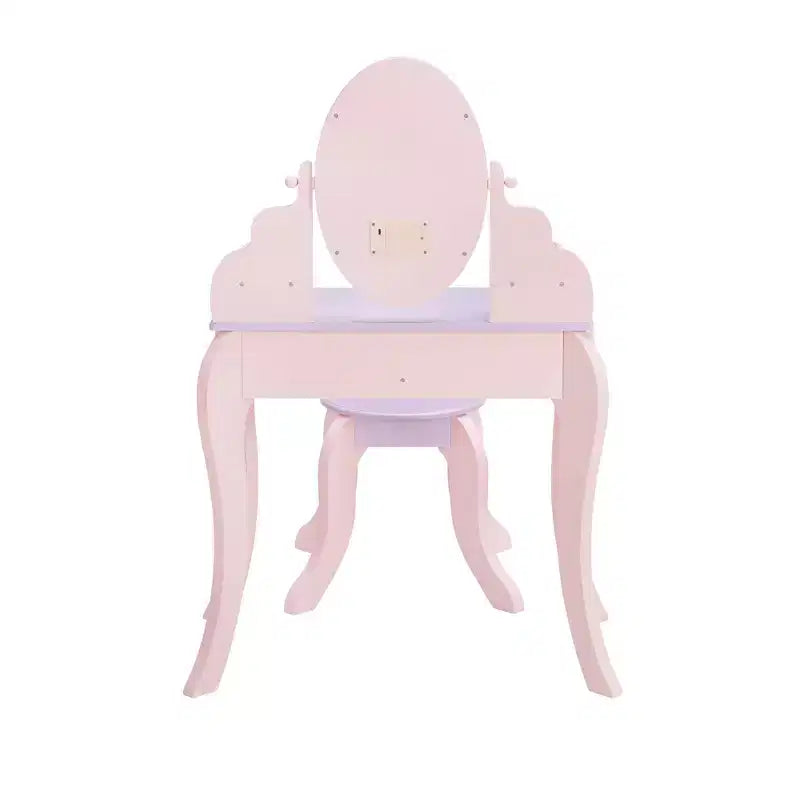 Fantasy Fields Little Princess Rapunzel Wooden Vanity with LED Mirror & Stool, Pink