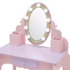 Fantasy Fields Little Princess Rapunzel Wooden Vanity with LED Mirror & Stool, Pink