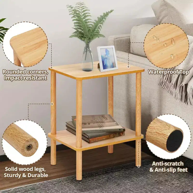 Hommpa Boho 2-Tier End Table with Storage Shelf Perfect for Small Space