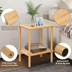 Hommpa Boho 2-Tier End Table with Storage Shelf Perfect for Small Space