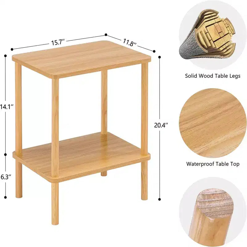 Hommpa Boho 2-Tier End Table with Storage Shelf Perfect for Small Space