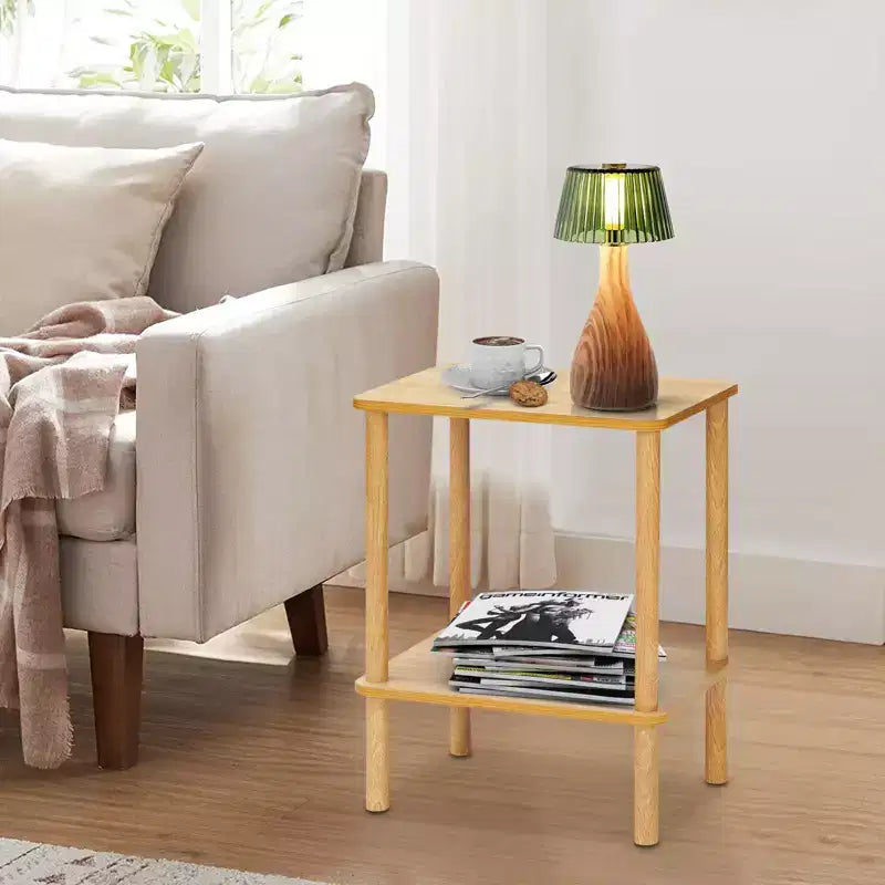 Hommpa Boho 2-Tier End Table with Storage Shelf Perfect for Small Space