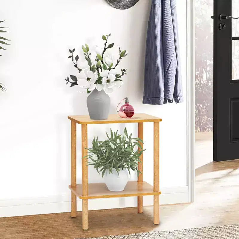 Hommpa Boho 2-Tier End Table with Storage Shelf Perfect for Small Space