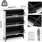 Scarpiera, Scarpiera Contenitore con 3 Cassetti a Ribalta, Organizer per Scarpe Autoportante da 47 con Gambe
