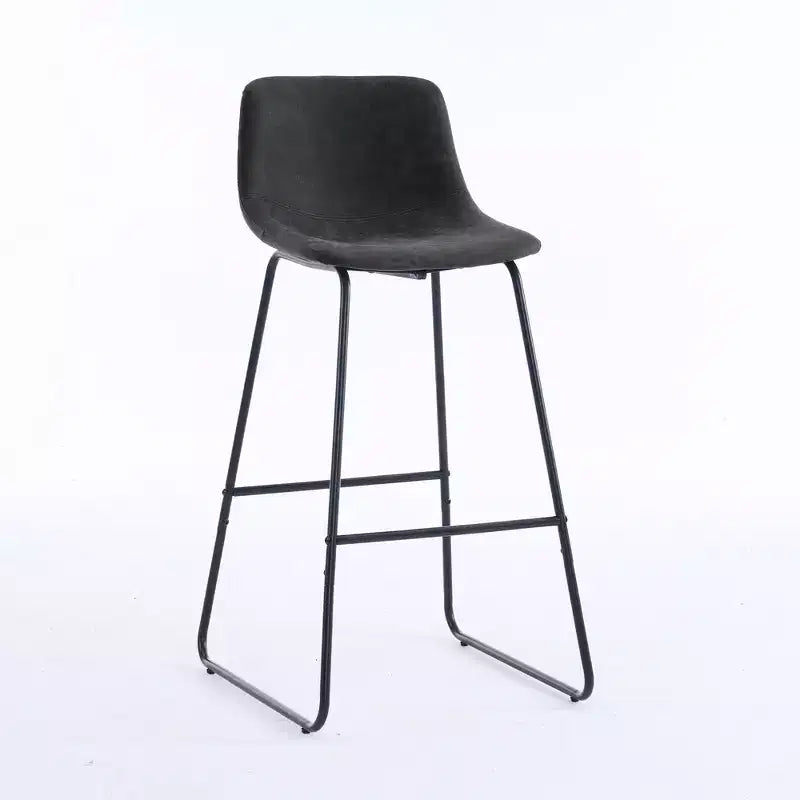 FERPIT Faux Shearling Counter Height Bar Stools Set of 2, Upholstered Bar Stools with Footrest, Black, 30