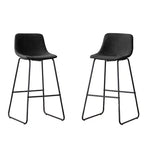 FERPIT Faux Shearling Counter Height Bar Stools Set of 2, Upholstered Bar Stools with Footrest, Black, 30