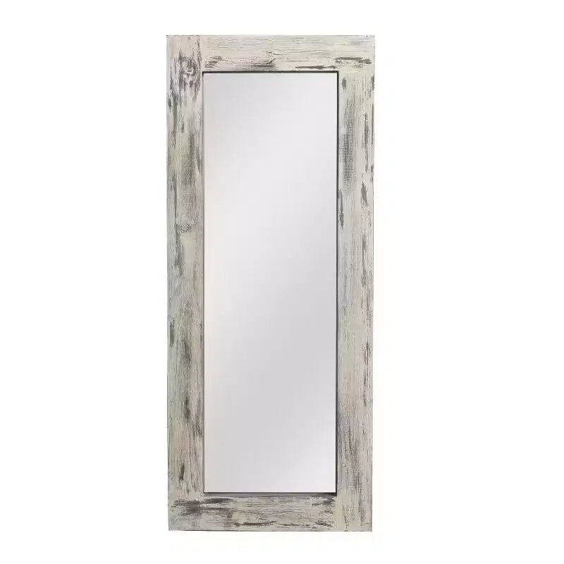 PexFix 24 in. W x 58 in. H Farmhouse Rectangular Solid Wood Framed Full Length Leaning Mirror in Weathered White