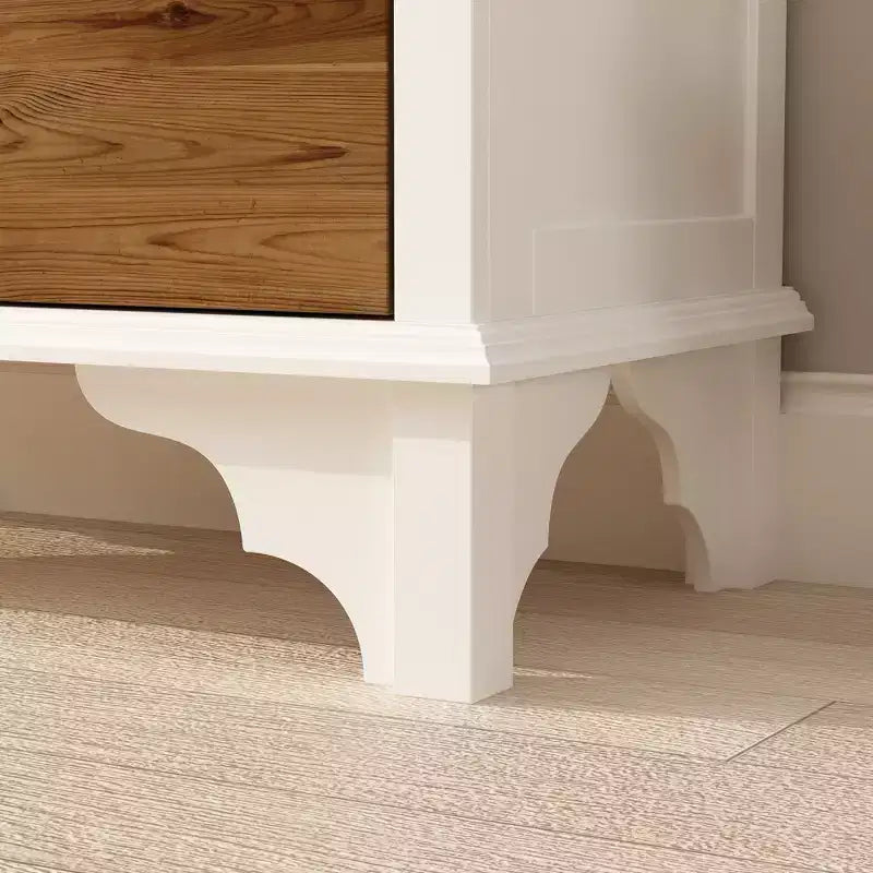 Famapy White Vertical Storage Cabinet Embossed Patterned Arched Glass Doors Bookshelves Display Cabinet Pantry Side Cabinet