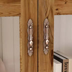 Famapy White Vertical Storage Cabinet Embossed Patterned Arched Glass Doors Bookshelves Display Cabinet Pantry Side Cabinet
