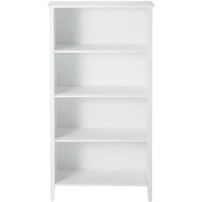Kings Brand Furniture White Finish Wood 4-Shelf Bookcase