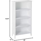 Kings Brand Furniture Libreria a 4 Ripiani in Legno Finitura Bianca
