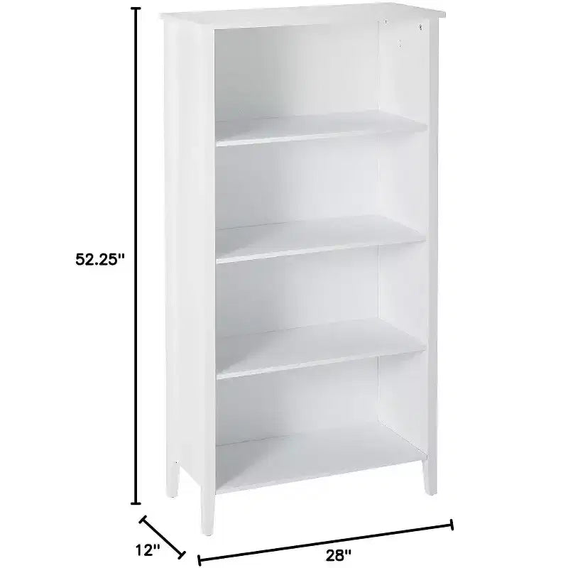 Kings Brand Furniture White Finish Wood 4-Shelf Bookcase