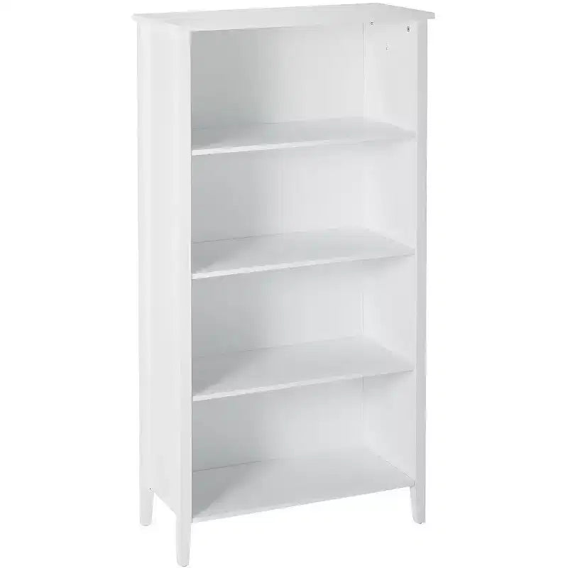 Kings Brand Furniture White Finish Wood 4-Shelf Bookcase