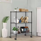 Scaffale a 3 ripiani in filo metallico BestMassage, mobiletto portaoggetti per dispensa con certificazione NSF e ruote, design salvaspazio, piedini regolabili