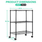 Scaffale a 3 ripiani in filo metallico BestMassage, mobiletto portaoggetti per dispensa con certificazione NSF e ruote, design salvaspazio, piedini regolabili