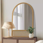 PexFix Classic Arch Wood Frame with Rattan Bottom Wall Mirror