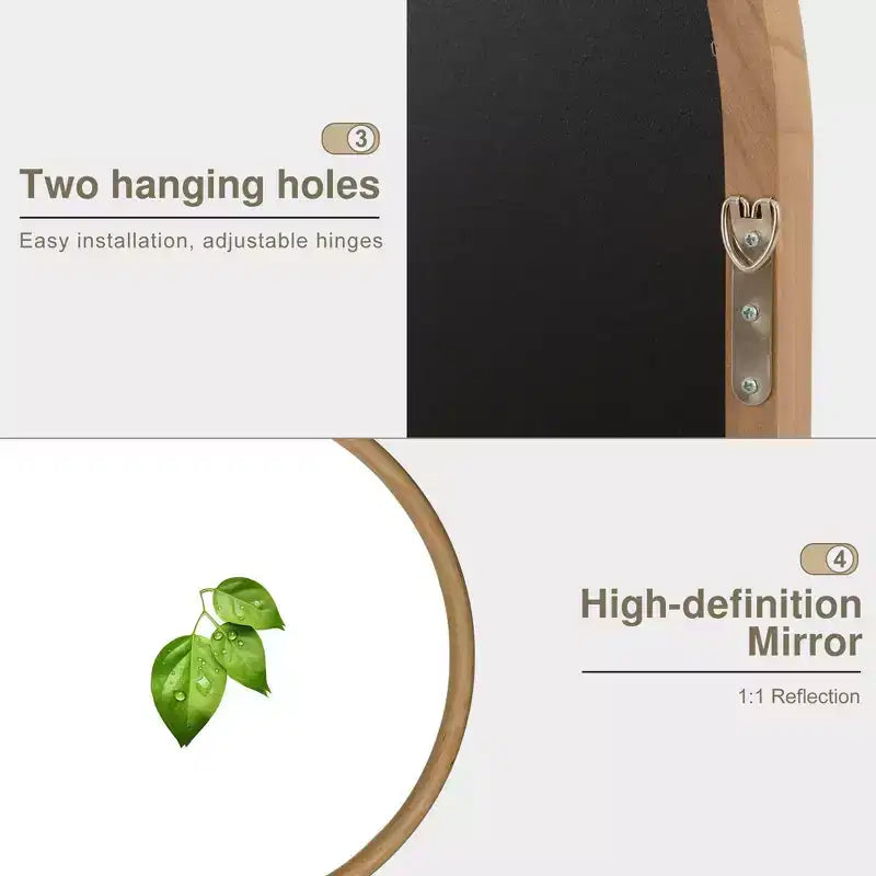 PexFix Classic Arch Wood Frame with Rattan Bottom Wall Mirror