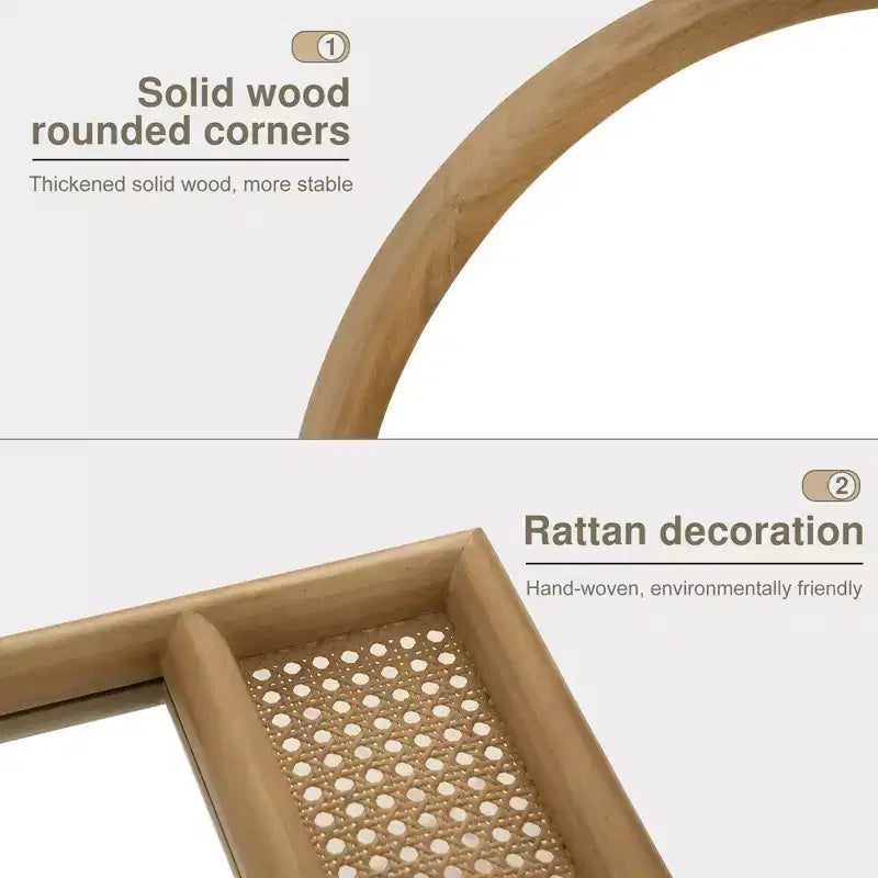 PexFix Classic Arch Wood Frame with Rattan Bottom Wall Mirror
