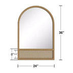 PexFix Classic Arch Wood Frame with Rattan Bottom Wall Mirror