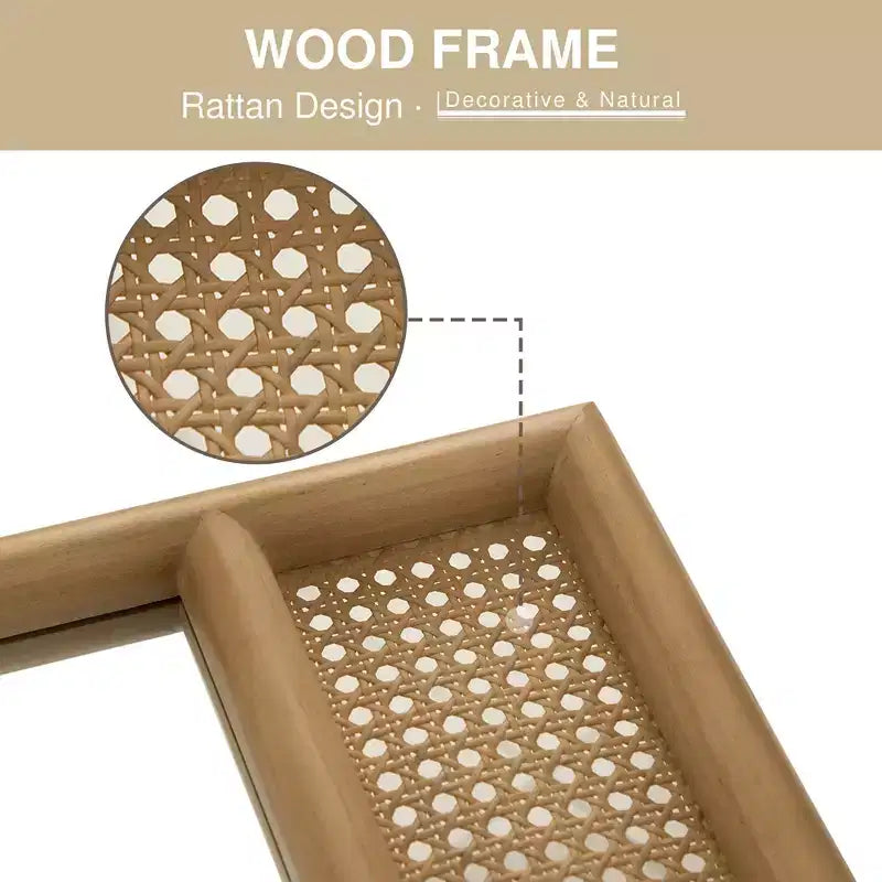 PexFix Classic Arch Wood Frame with Rattan Bottom Wall Mirror