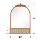 PexFix Classic Carved Arch Wood Frame with Rattan Bottom Wall Mirror