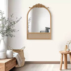 PexFix Classic Carved Arch Wood Frame with Rattan Bottom Wall Mirror