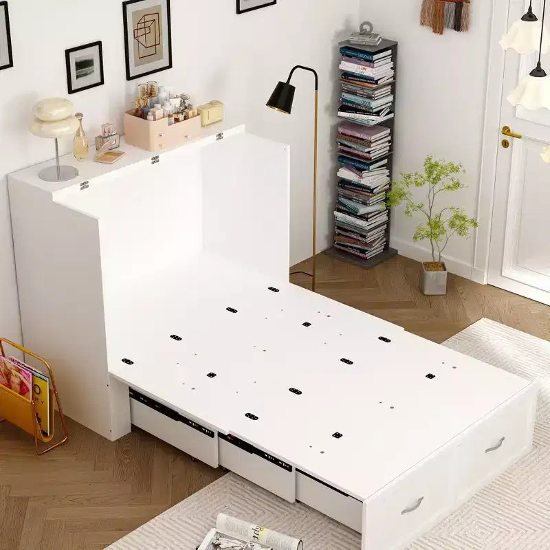 Famapy White Murphy Bed Bottom Pulley Mobile with Socket Sturdy and Durable