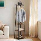 Industrial Style Coat Rack with 3 Shelves and Hooks - Stylish Entryway Storage Solution for Coats, Bags, and Accessories