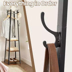 Industrial Style Coat Rack with 3 Shelves and Hooks - Stylish Entryway Storage Solution for Coats, Bags, and Accessories