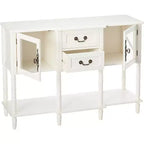 Kings Brand Furniture Mobile Credenza Buffet in Legno Tavolo Consolle, Bianco Crema