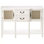 Kings Brand Furniture Mobile Credenza Buffet in Legno Tavolo Consolle, Bianco Crema
