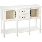 Kings Brand Furniture Mobile Credenza Buffet in Legno Tavolo Consolle, Bianco Crema